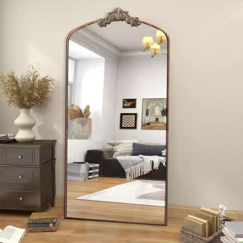 Miroir arqué 66x36 pleine longueur avec cadre métallique – Grand miroir à poser pour chambre et salon