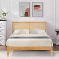 Acekool Twin Rattan Bed Frame, Boho Platform Bed with Natural Rattan Headboard & Underbed Storage, No Box Spring Needed