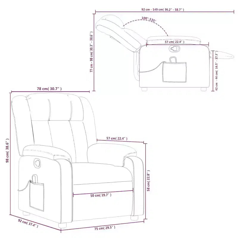 Fauteuil de massage inclinable avec vibrations et repose-pieds réglable