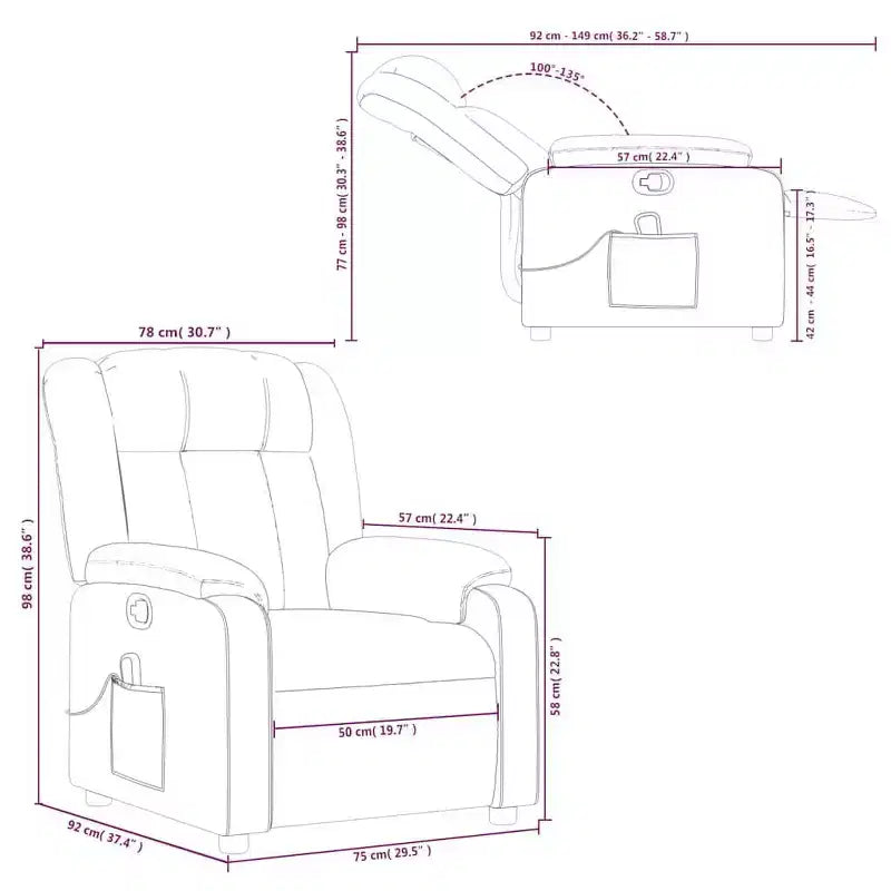 Fauteuil de massage inclinable avec vibrations et repose-pieds réglable
