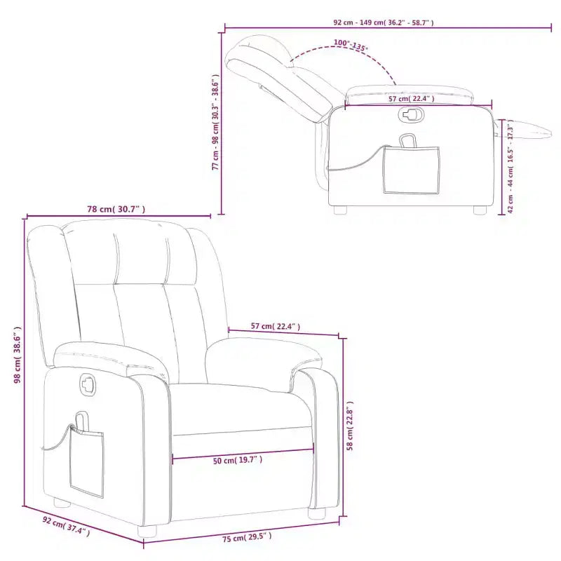 Fauteuil de massage inclinable avec vibrations et repose-pieds réglable