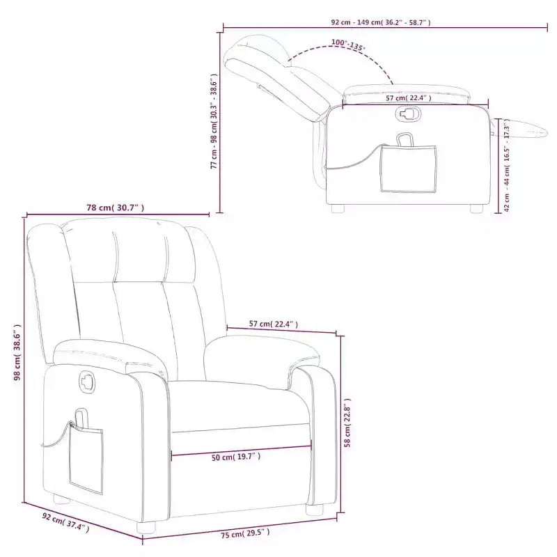 Fauteuil de massage inclinable avec vibrations et repose-pieds réglable