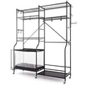 Gymax Sports Gear Organizer w/ Yoga Mat Holder Ball Basket & Adjustable Shelves & Lockable Swivel Wheels for Garage Gym Basement