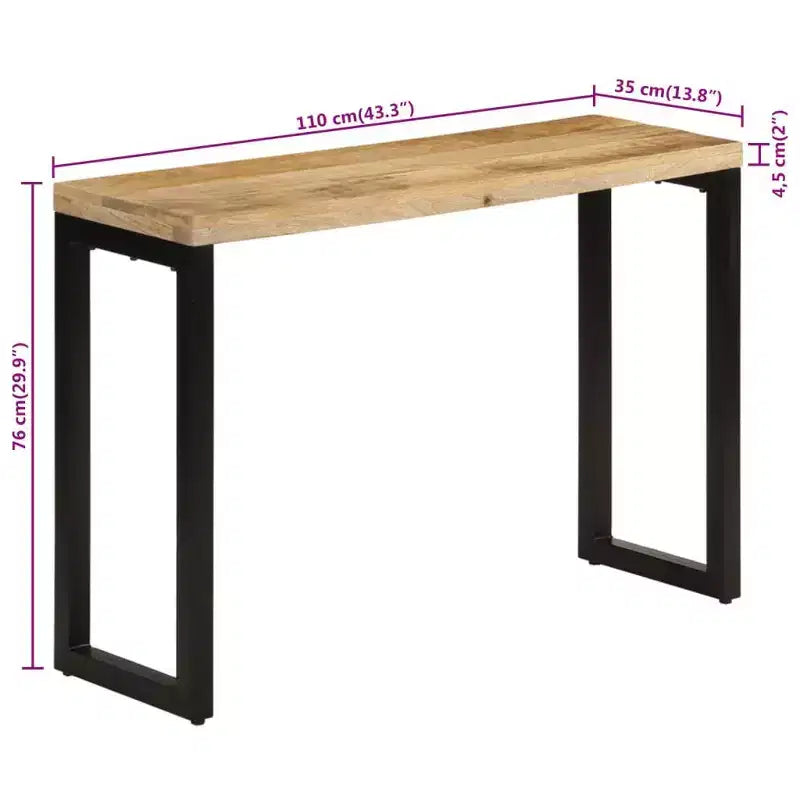 Table console pour entrée/couloir - Bois massif (Manguier 110 cm)