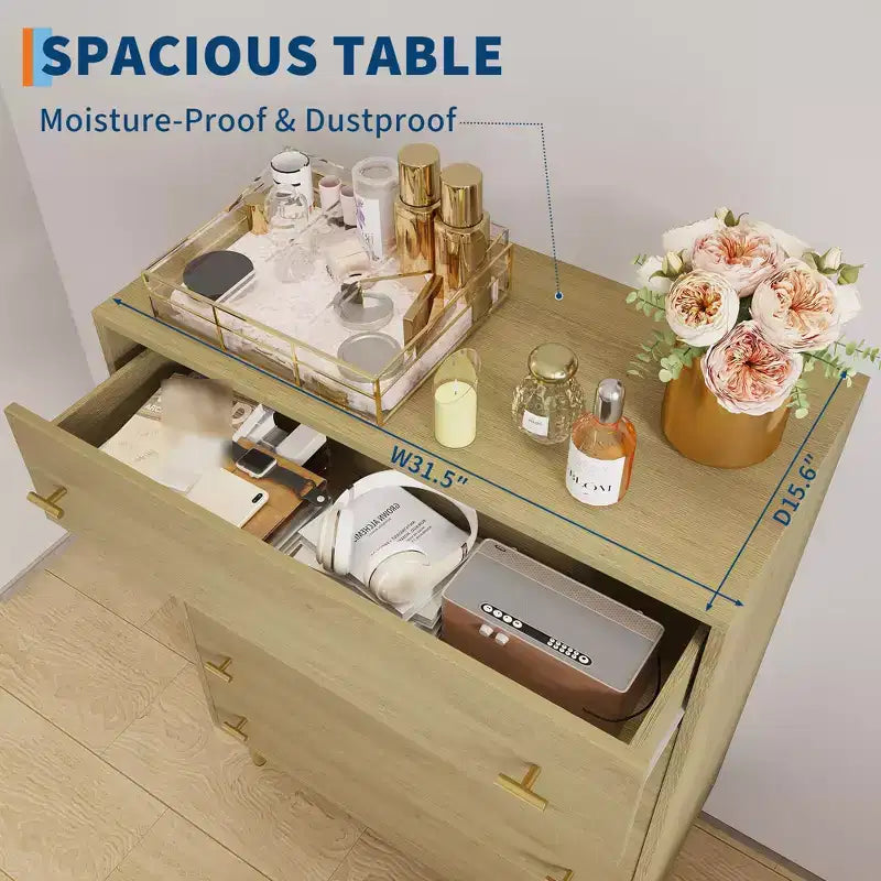 Commode à 5 tiroirs pour chambre à coucher, chiffonnier de 109 cm de haut avec poignées de barres, organisateur de rangement table de chevet