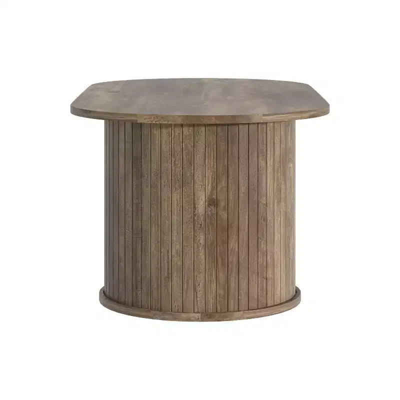 Table basse oblongue cannelée avec base ronde 39,2"L x 19,5"P x 14,9"H