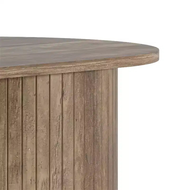 Table basse oblongue cannelée avec base ronde 39,2"L x 19,5"P x 14,9"H