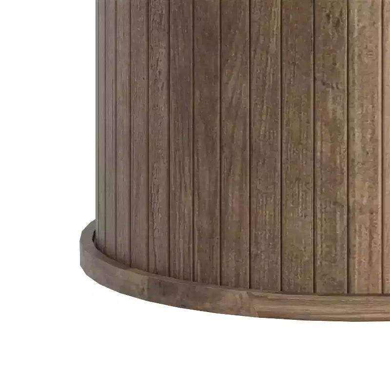 Table basse oblongue cannelée avec base ronde 39,2"L x 19,5"P x 14,9"H