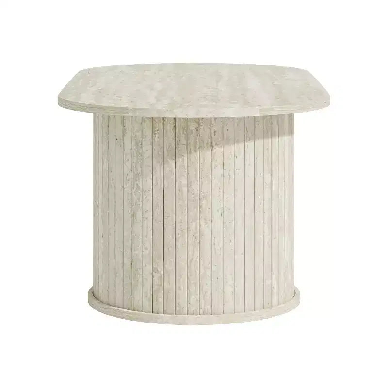 Table basse oblongue cannelée avec base ronde 39,2"L x 19,5"P x 14,9"H
