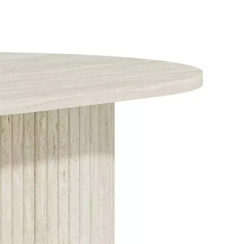 Table basse oblongue cannelée avec base ronde 39,2"L x 19,5"P x 14,9"H