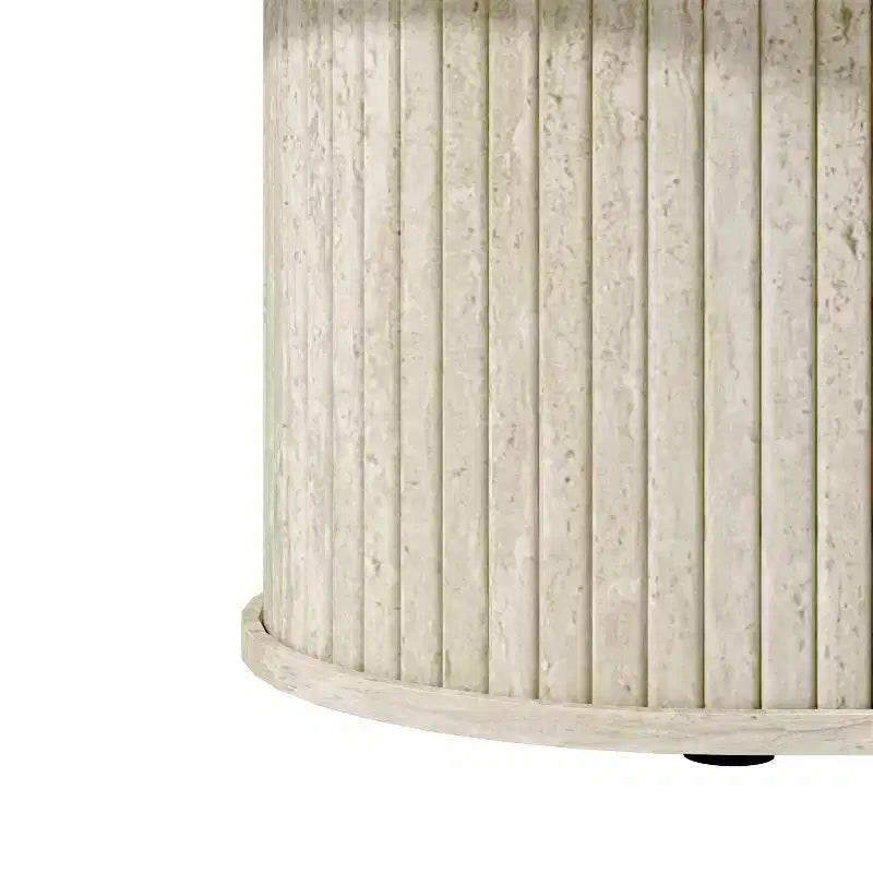 Table basse oblongue cannelée avec base ronde 39,2"L x 19,5"P x 14,9"H