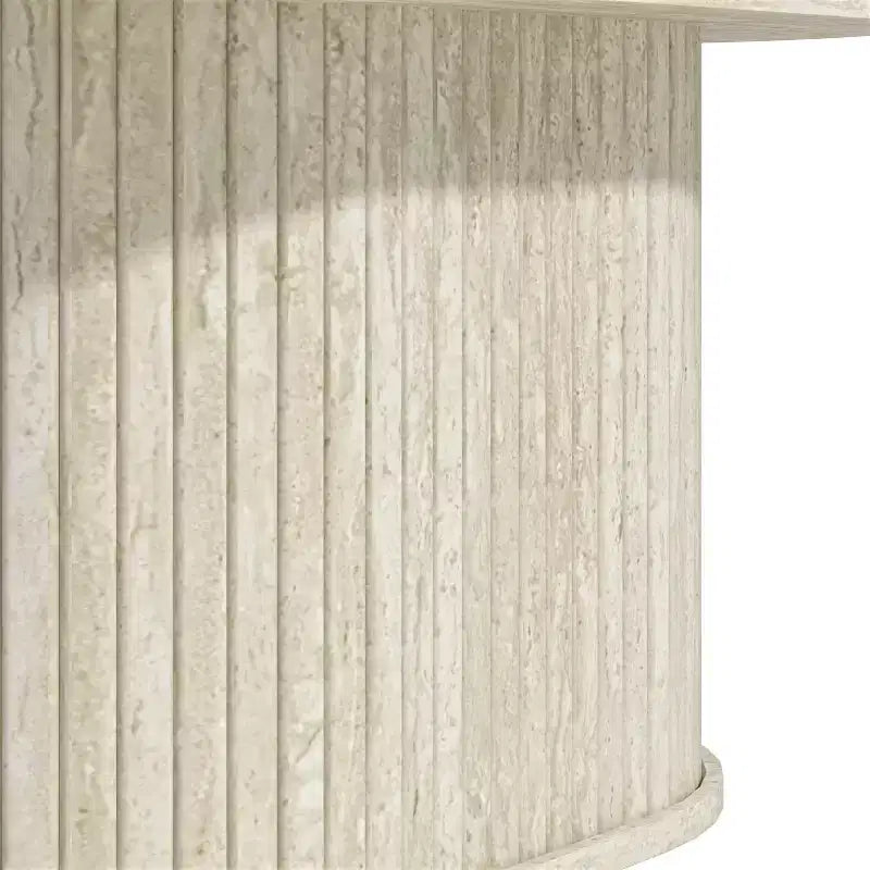 Table basse oblongue cannelée avec base ronde 39,2"L x 19,5"P x 14,9"H
