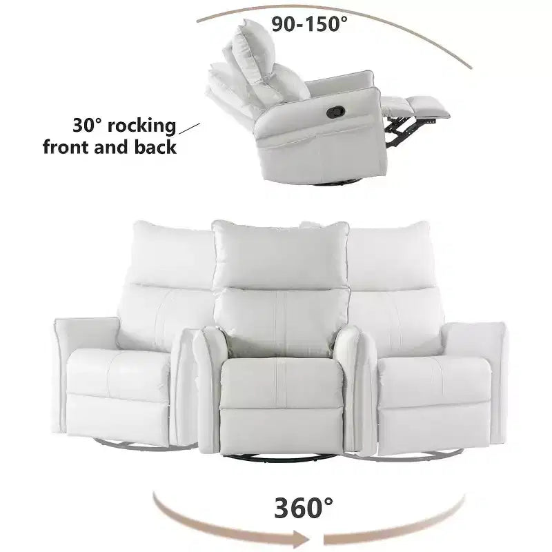 Fauteuil inclinable à bascule avec poches latérales, pivotant à 360° et inclinable, supporte 150 kg – Gris clair
