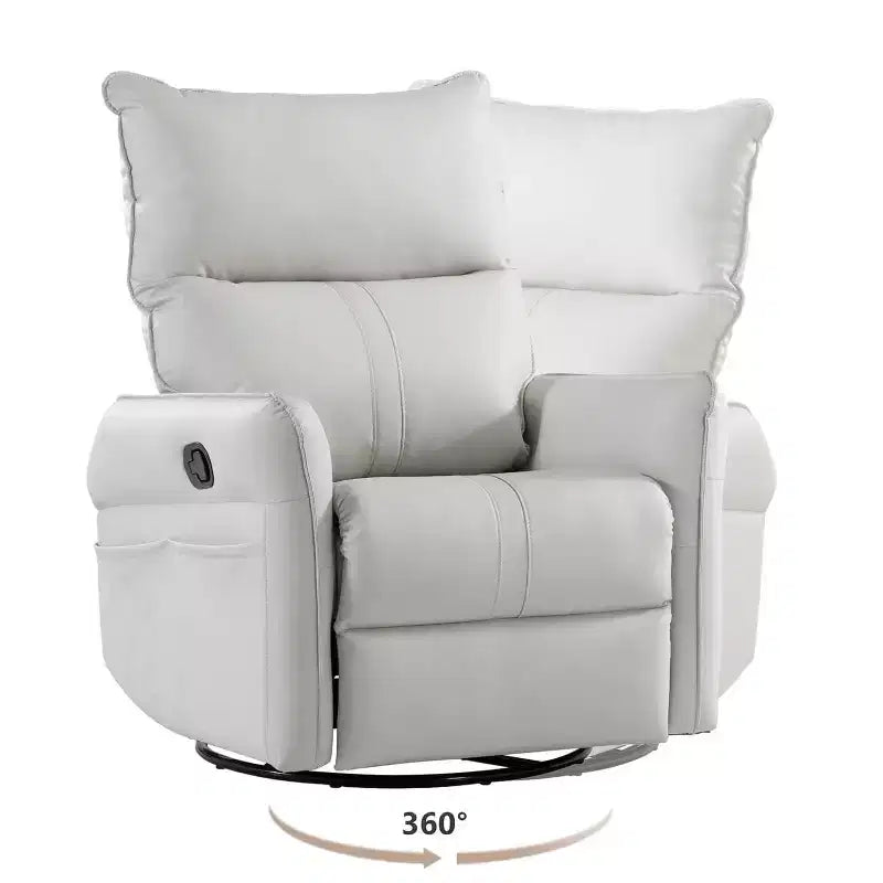 Fauteuil inclinable à bascule avec poches latérales, pivotant à 360° et inclinable, supporte 150 kg – Gris clair