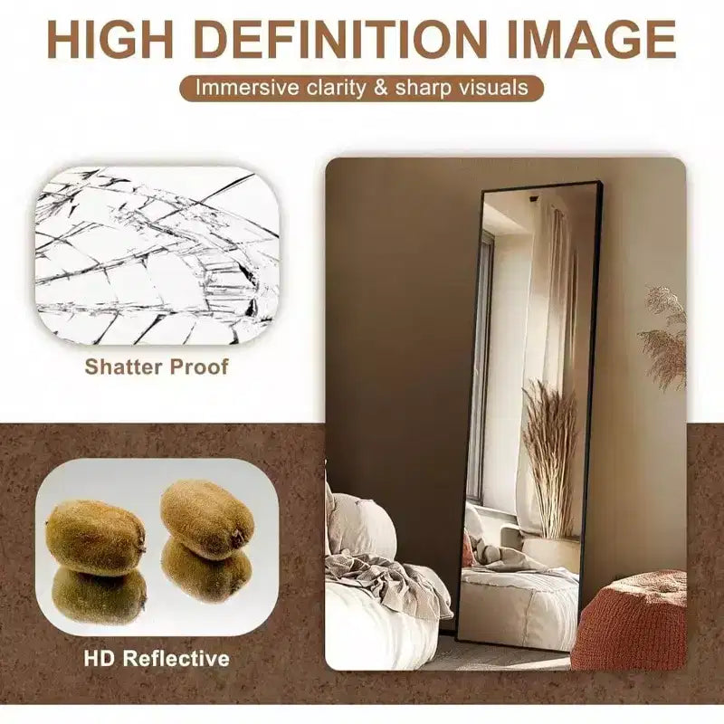 Miroir psyché noir 56x15 avec cadre en aluminium
