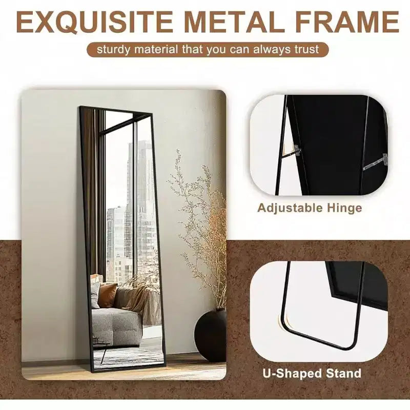 Miroir psyché noir 56x15 avec cadre en aluminium