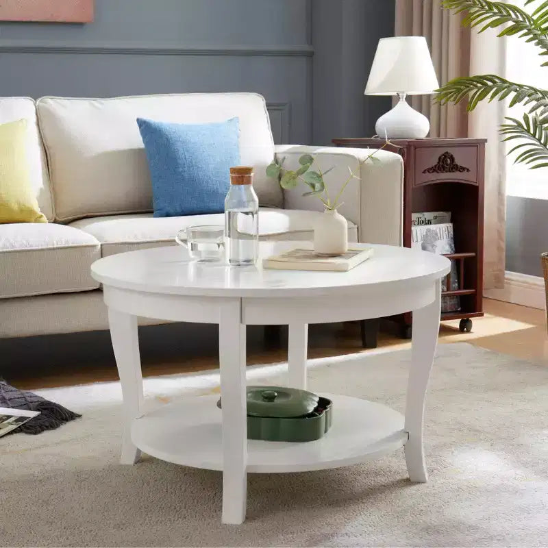 Table basse ronde à 2 niveaux avec étagère ouverte pour le salon