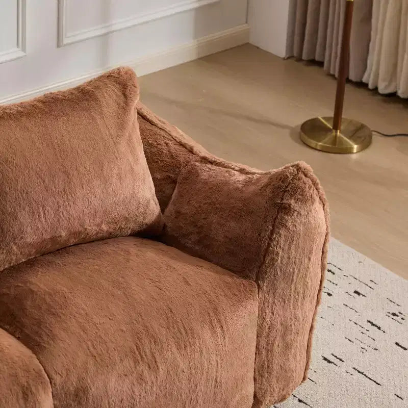 Pouf Géant avec 2 Coussins, Chaise Longue au Sol en Mousse à Mémoire de Forme