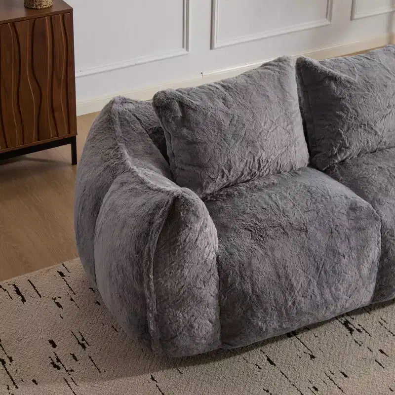 Pouf Géant avec 2 Coussins, Chaise Longue au Sol en Mousse à Mémoire de Forme