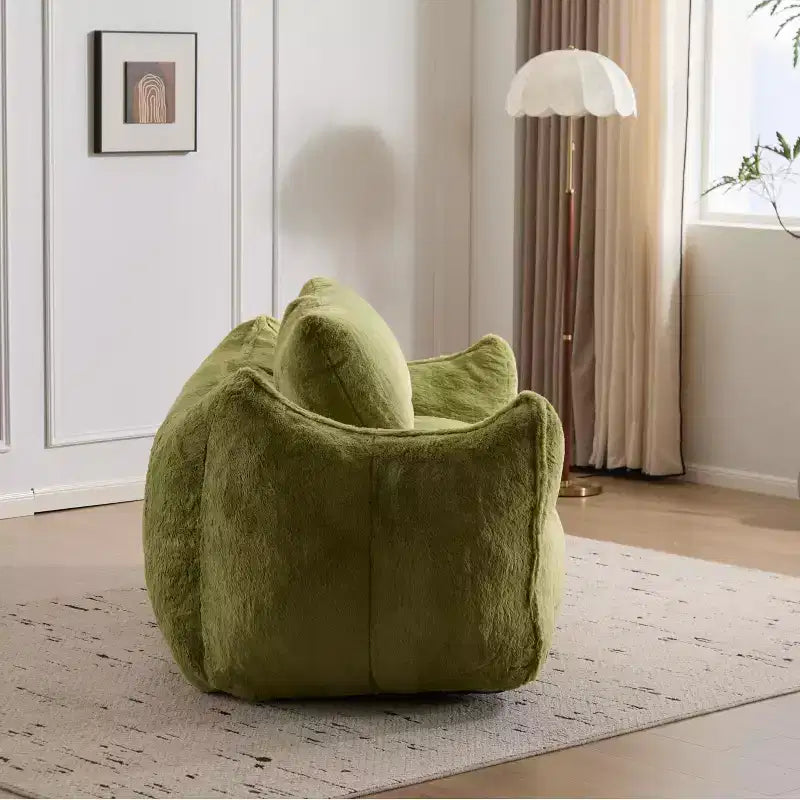 Pouf Géant avec 2 Coussins, Chaise Longue au Sol en Mousse à Mémoire de Forme