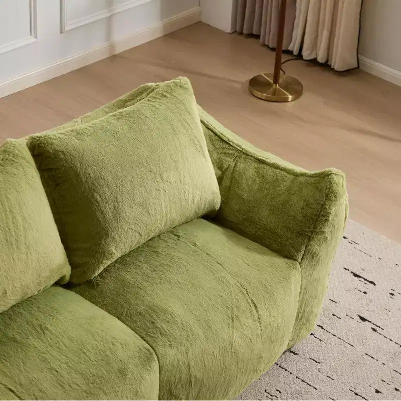 Pouf Géant avec 2 Coussins, Chaise Longue au Sol en Mousse à Mémoire de Forme