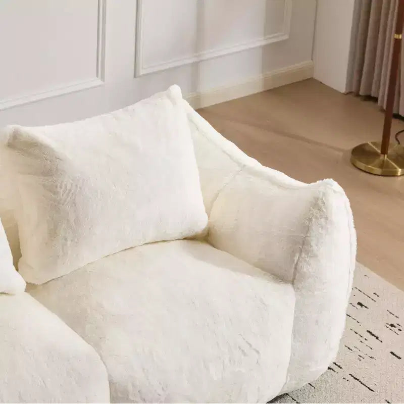 Pouf Géant avec 2 Coussins, Chaise Longue au Sol en Mousse à Mémoire de Forme