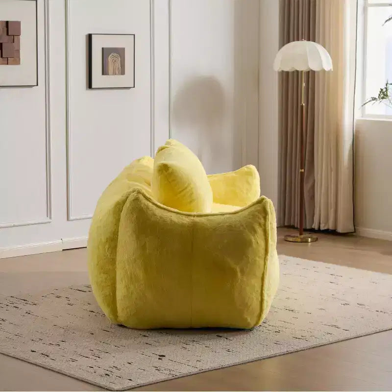 Pouf Géant avec 2 Coussins, Chaise Longue au Sol en Mousse à Mémoire de Forme