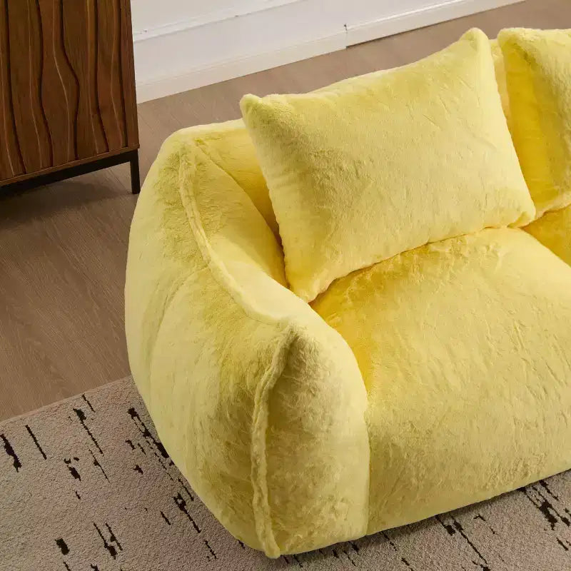 Pouf Géant avec 2 Coussins, Chaise Longue au Sol en Mousse à Mémoire de Forme