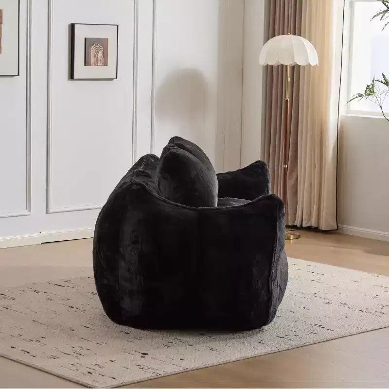 Pouf Géant avec 2 Coussins, Chaise Longue au Sol en Mousse à Mémoire de Forme