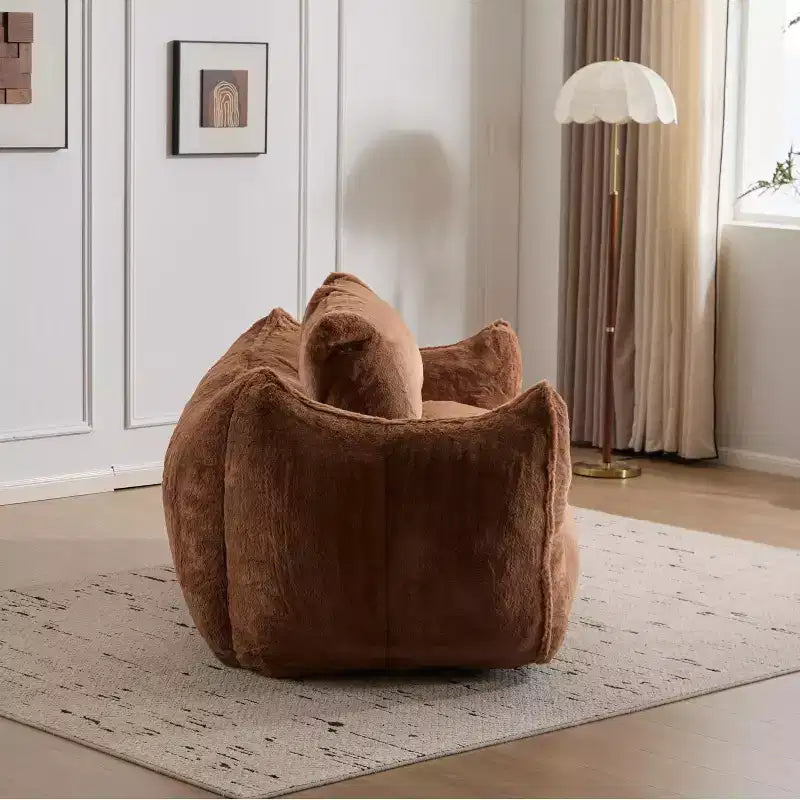 Pouf Géant avec 2 Coussins, Chaise Longue au Sol en Mousse à Mémoire de Forme