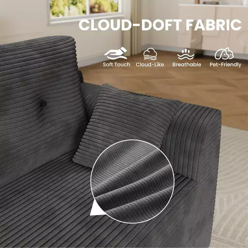 Canapé sectionnel modulaire de 267 cm avec assise profonde, canapé sectionnel Cloud avec méridienne surdimensionnée, canapé-lit sans assemblage requis pour salon et chambre