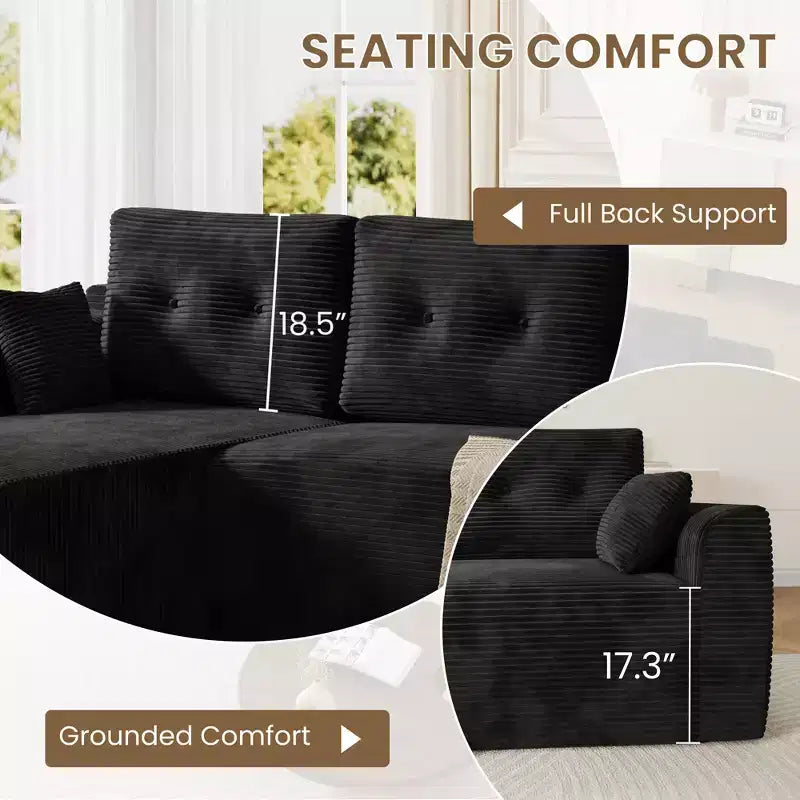 Canapé sectionnel modulaire de 267 cm avec assise profonde, canapé sectionnel Cloud avec méridienne surdimensionnée, canapé-lit sans assemblage requis pour salon et chambre