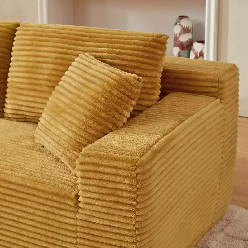 103 Canapé modulable moderne avec méridienne, canapé d'angle en velours côtelé avec assise profonde pour petit salon ou salle familiale - Panipeachy