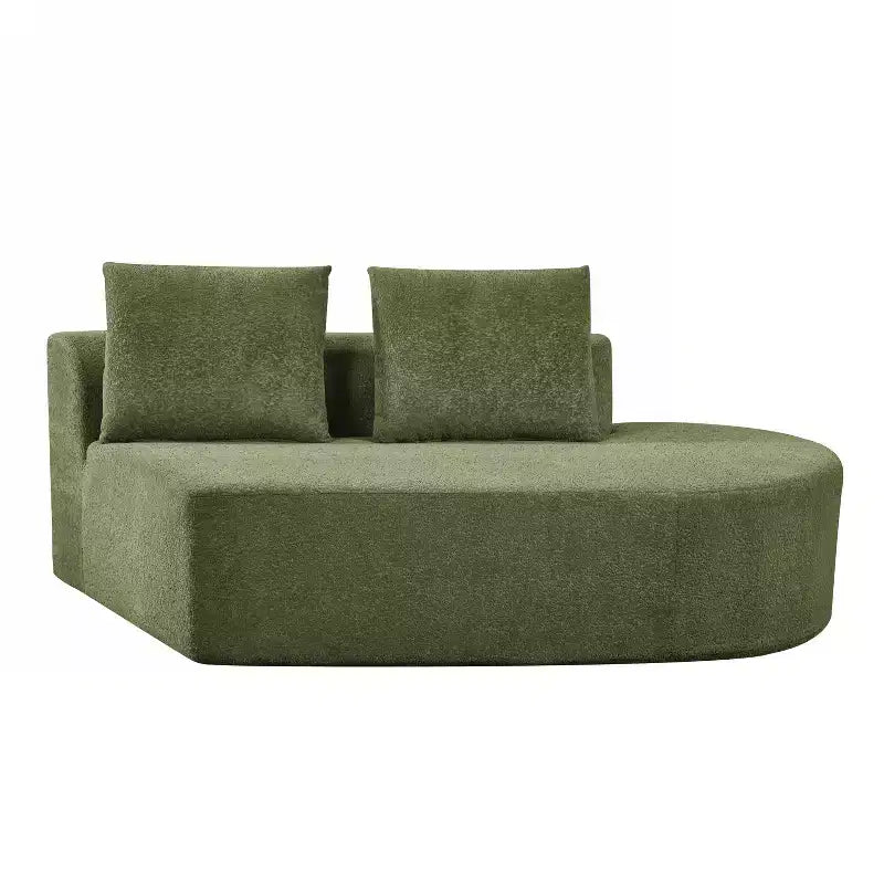 Canapé d'angle moderne incurvé de 295 cm avec méridienne, revêtement en velours nacré, pour salon