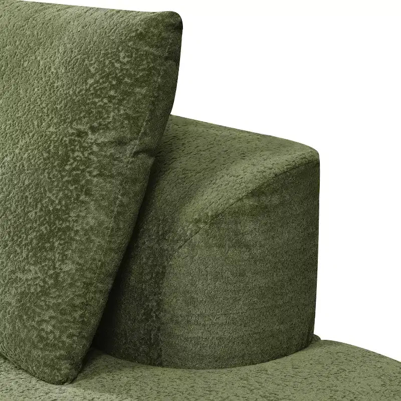 Canapé d'angle moderne incurvé de 295 cm avec méridienne, revêtement en velours nacré, pour salon
