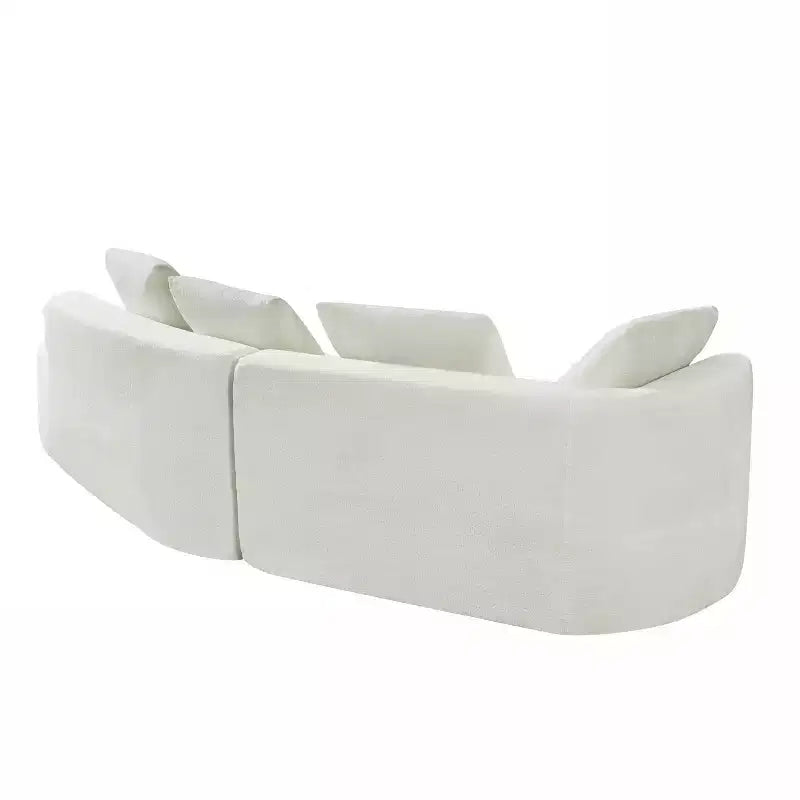 Canapé d'angle moderne incurvé de 295 cm avec éponge haute densité, revêtement perle, pour salon