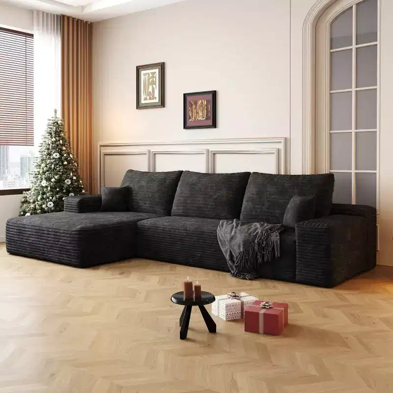 Canapé sectionnel moderne en forme de L 107 avec méridienne, canapé modulaire profond pour salon, chambre, salle familiale-Panipeachy