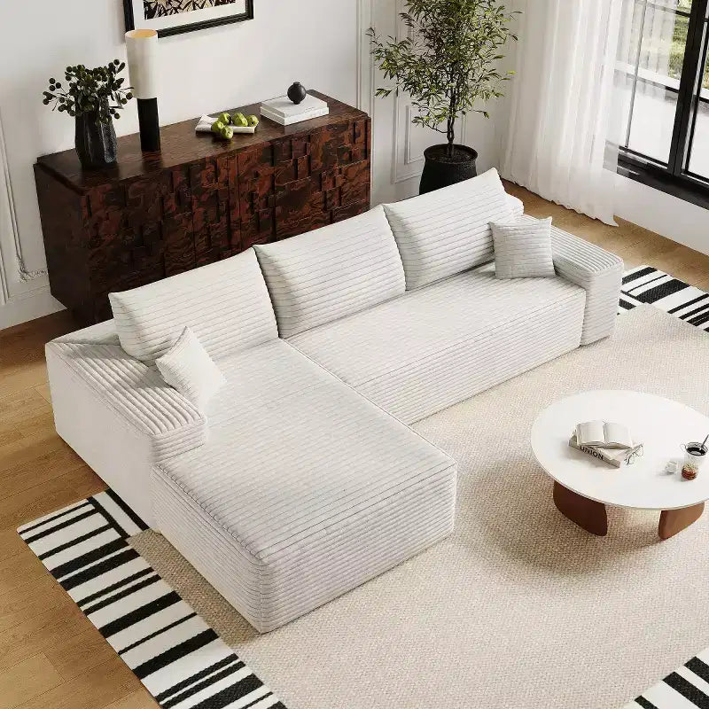 Canapé sectionnel moderne en forme de L 107 avec méridienne, canapé modulaire profond pour salon, chambre, salle familiale-Panipeachy