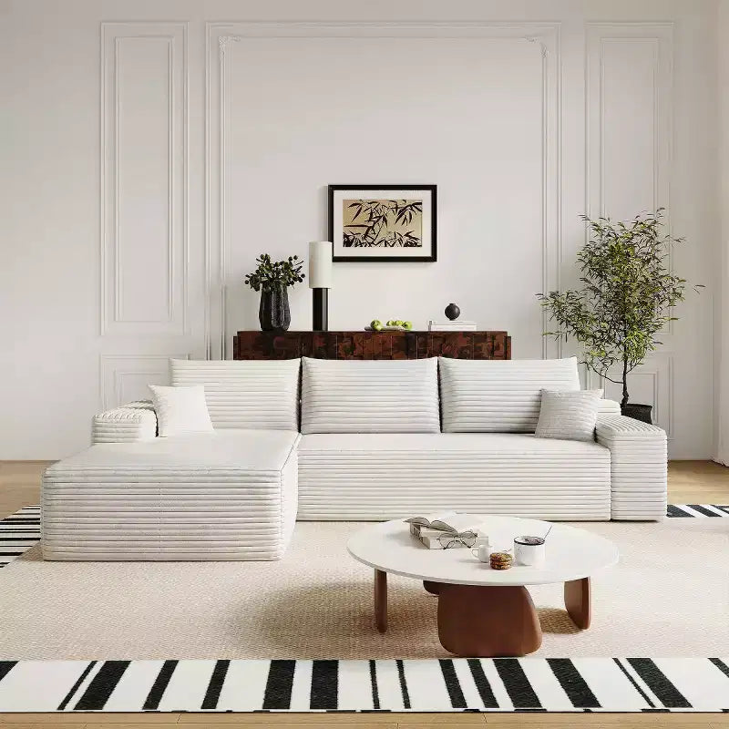 Canapé sectionnel moderne en forme de L 107 avec méridienne, canapé modulaire profond pour salon, chambre, salle familiale-Panipeachy