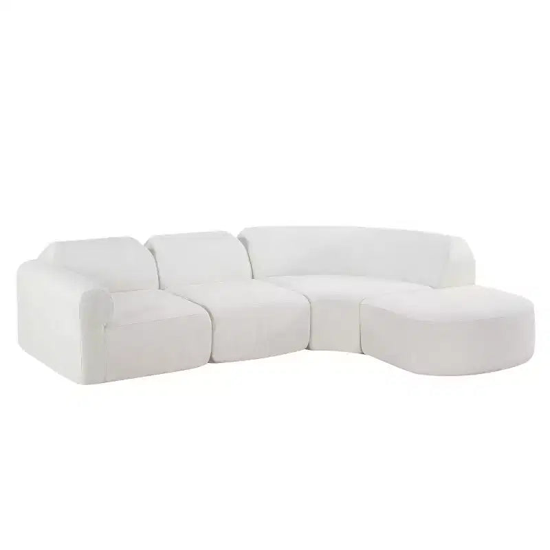 111 Canapé d'angle moderne en L avec ottomane, canapé rembourré à assise profonde, canapé 3 places pour salon et salle de séjour - Panipeachy