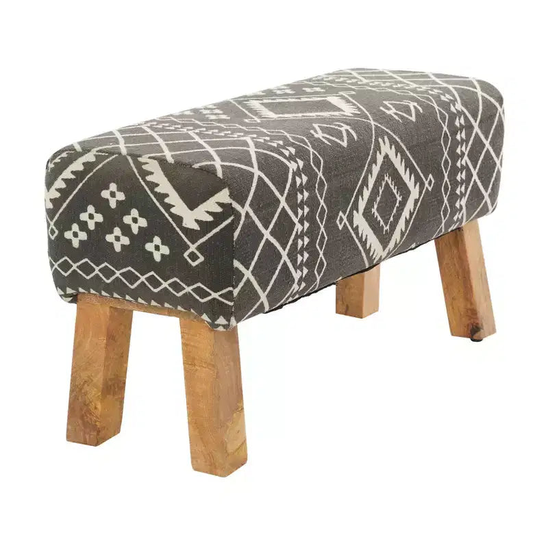 Banc rembourré en tissu Bohemian Wood Petit Noir