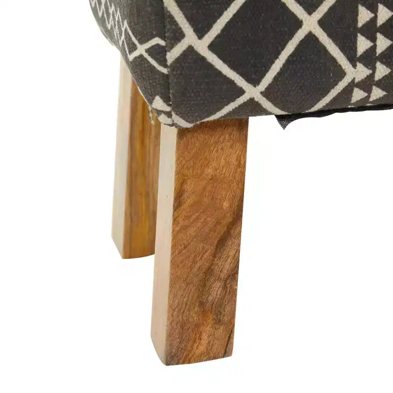 Banc rembourré en tissu Bohemian Wood Petit Noir