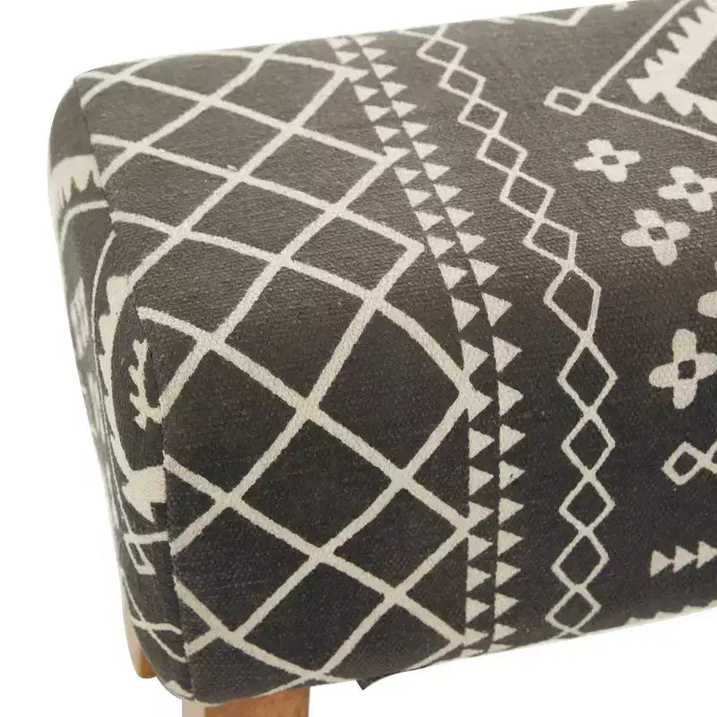 Banc rembourré en tissu Bohemian Wood Petit Noir