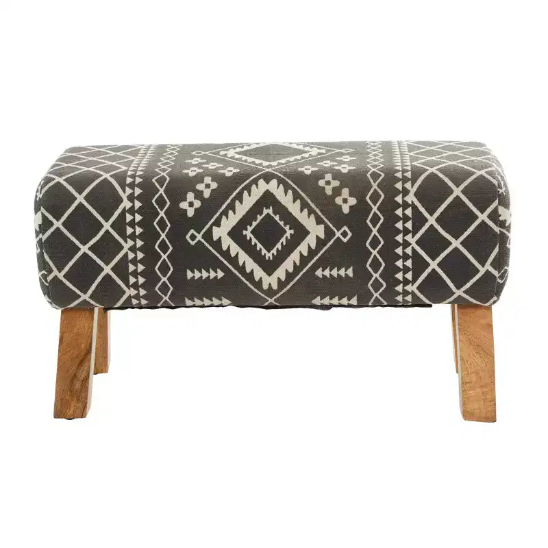 Banc rembourré en tissu Bohemian Wood Petit Noir