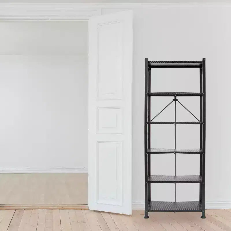 Organisateur de rangement de bibliothèque classique en acier à 6 niveaux, noir (paquet de 2)