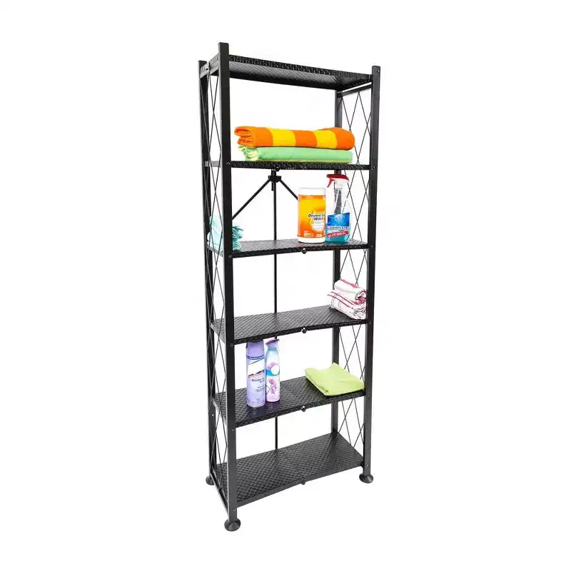 Organisateur de rangement de bibliothèque classique en acier à 6 niveaux, noir (paquet de 2)