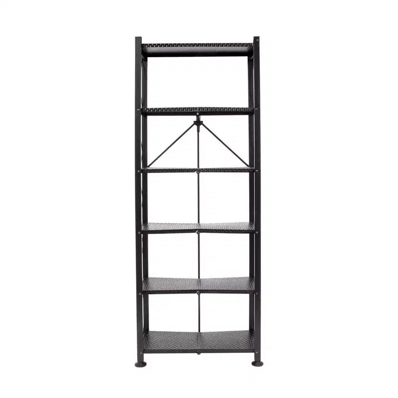 Organisateur de rangement de bibliothèque classique en acier à 6 niveaux, noir (paquet de 2)